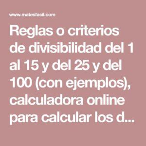 divisor de 15|Reglas de divisibilidad y calculadora de divisores .
